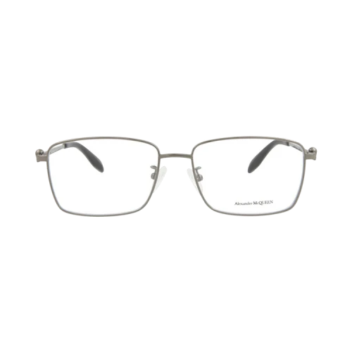 Alexander McQueen Square-Frame Metal Optical Frames Ruthenium Ruthenium Transparent (AM0278O-30009379-001)