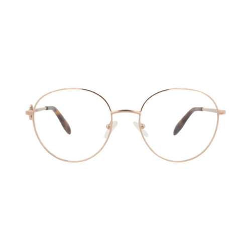 Alexander McQueen Round-Frame Metal Optical Frames Gold Gold Transparent (AM0291O-30009427-003)