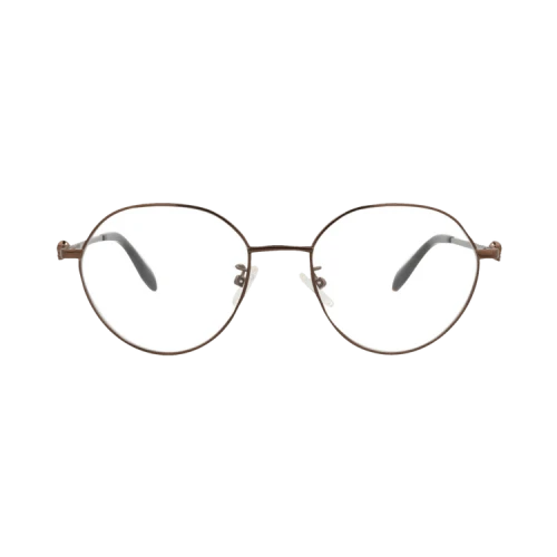 Alexander McQueen Round-Frame Metal Optical Frames Brown Brown Transparent (AM0319O-30010861-003)