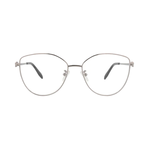 Alexander McQueen Cat Eye-Frame Metal Optical Frames Ruthenium Ruthenium Transparent (AM0320O-30010862-001)