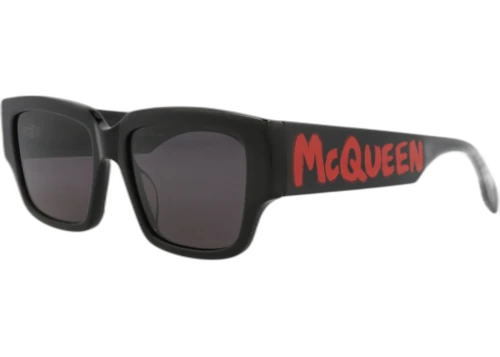 Alexander McQueen Square Rectangle Sunglasses Black Black Grey (AM0329S-30011473-002)