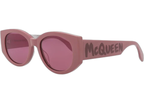 Alexander McQueen Round Oval Sunglasses Pink Pink Violet (AM0330S-30011472-007)