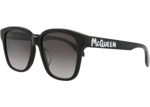 Alexander McQueen Square Rectangle Sunglasses Black Black Grey (AM0331SK-30011454-001)