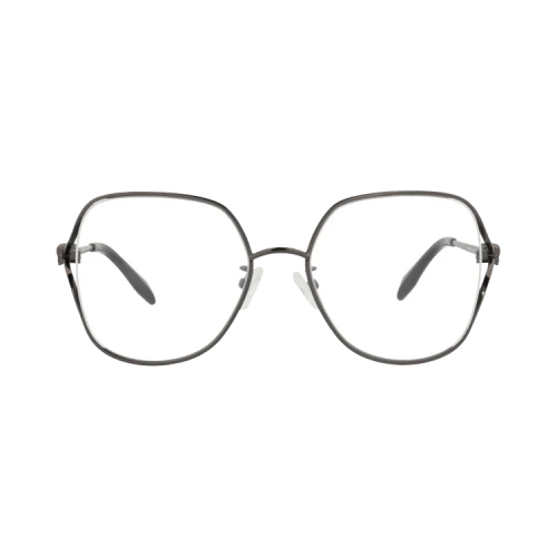 Alexander McQueen Square-Frame Metal Optical Frames Ruthenium Ruthenium Transparent (AM0368O-30012321-001)