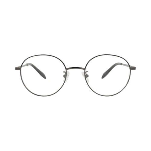 Alexander McQueen Round-Frame Metal Optical Frames Ruthenium Ruthenium Transparent (AM0369O-30012347-004)