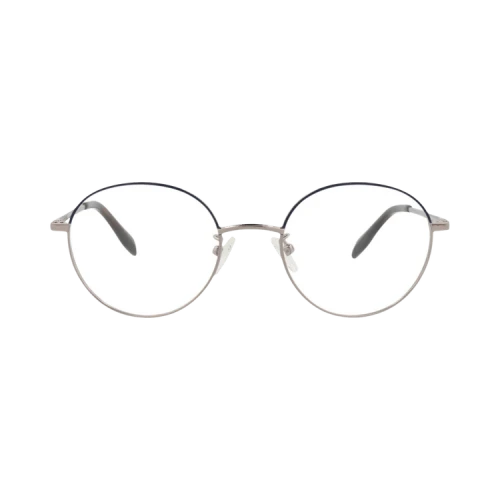 Alexander McQueen Round-Frame Metal Optical Frames Ruthenium Ruthenium Transparent (AM0369O-30012347-006)