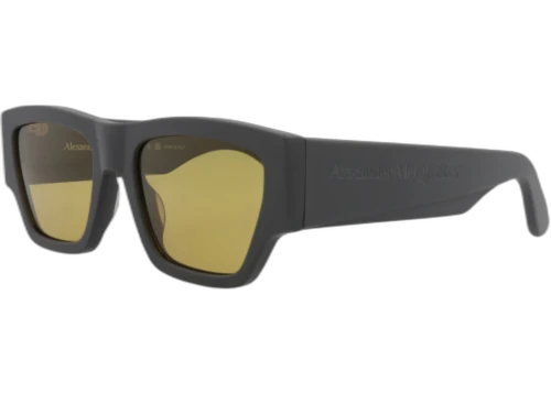 Alexander McQueen Square Rectangle Sunglasses Grey Grey Yellow (AM0393S-30014334-003)