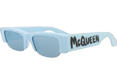 Alexander McQueen Square Rectangle Sunglasses Light Blue Light Blue Light Blue (AM0404S-30014335-004)