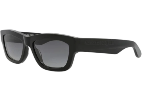Alexander McQueen Square Rectangle Sunglasses Black Black Grey (AM0419S-30014614-001)