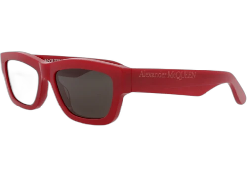 Alexander McQueen Square Rectangle Sunglasses Red Red Grey (AM0419S-30014614-004)