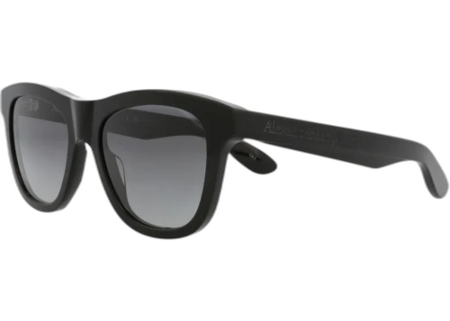 Alexander McQueen Square Rectangle Sunglasses Black Black Grey (AM0421S-30014615-001)