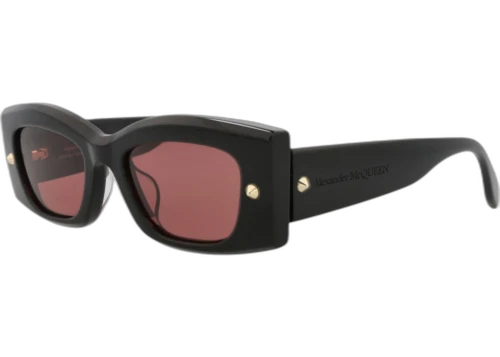 Alexander McQueen Square Rectangle Sunglasses Black Black Red (AM0426S-30014623-006)