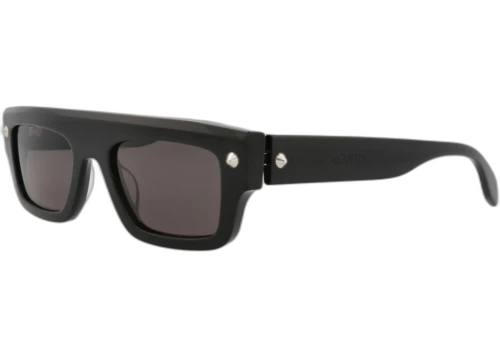 Alexander McQueen Square Rectangle Sunglasses Black Black Grey (AM0427S-30014622-001)