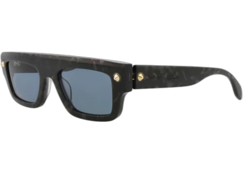 Alexander McQueen Square Rectangle Sunglasses Havana Havana Blue (AM0427S-30014622-003)