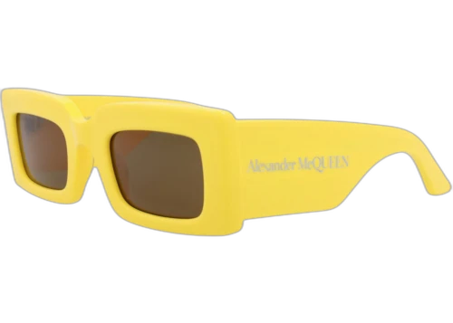 Alexander McQueen Square Rectangle Sunglasses Yellow Yellow Brown (AM0433S-30014631-004)