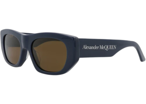 Alexander McQueen Square Rectangle Sunglasses Blue Blue Brown (AM0450S-30015165-003)