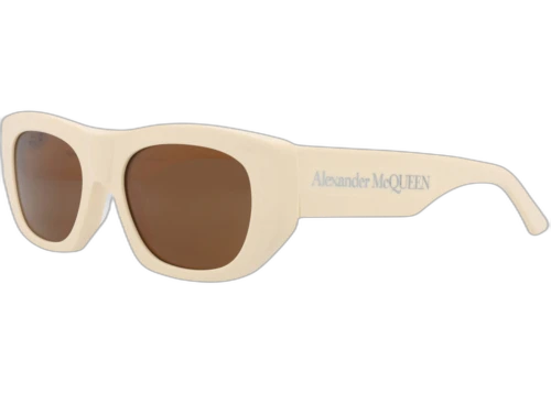 Alexander McQueen Square Rectangle Sunglasses Ivory Ivory Brown (AM0450S-30015165-004)