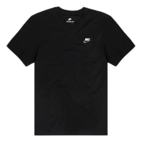 Nike Sportswear Club Embroidered Logo Solid Color Round Neck Short Sleeve Black