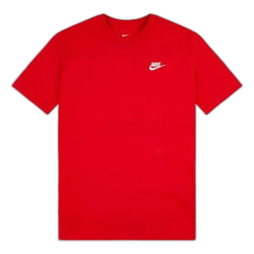 Nike Sportswear Club Embroidered Logo Sports Round Neck Short Sleeve Red