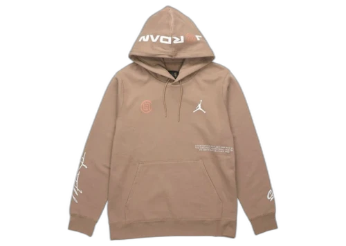 Air Jordan x CLOT Crossover Logo Printed Hoodie Brown