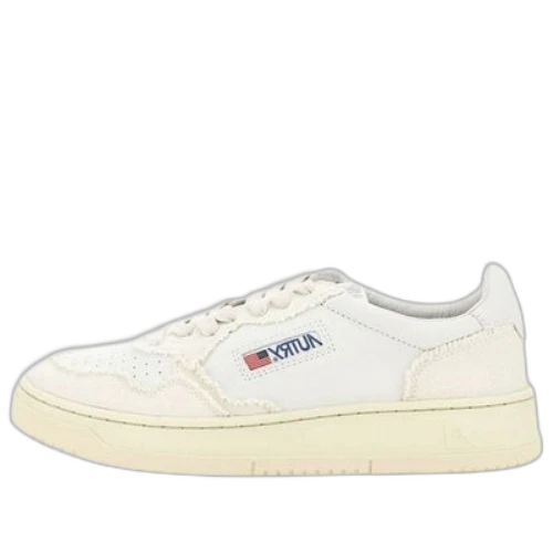 Autry Medalist Low Soft Goatskin Frayed Canvas 'White Ivory White'