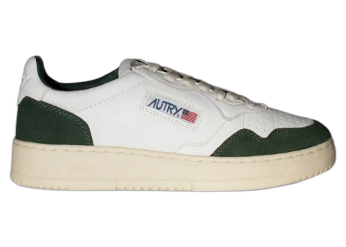 Autry Medalist Leather Low White Bottle Green