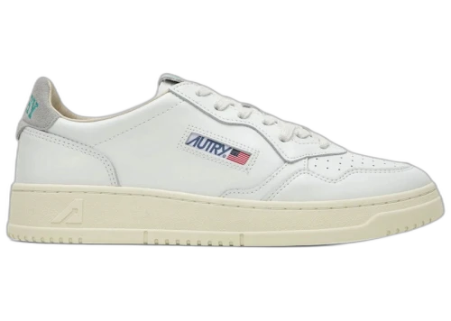 Autry Medalist Leather Low White/Cloud Grey