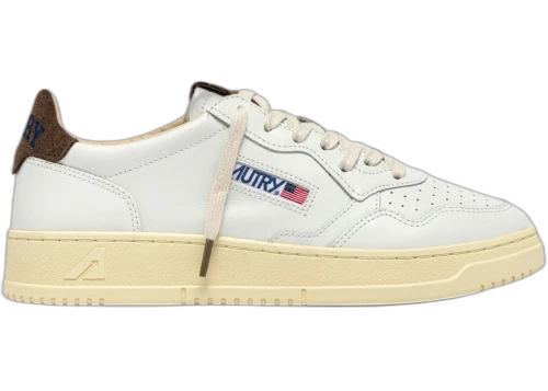 Autry Medalist Leather Low White Chocolate Chip Suede