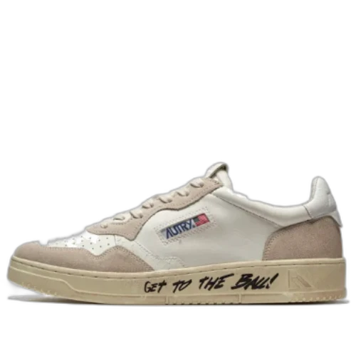 Autry Medalist Leather Low Lettering 'Get Out The Ball - Beige'