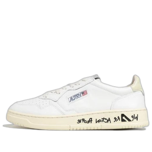 Autry Medalist Words Low Leather 'White'
