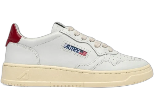 Autry Medalist Leather Low White Deep Claret Leather
