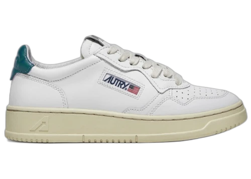 Autry Medalist Leather Low White Petrol Blue