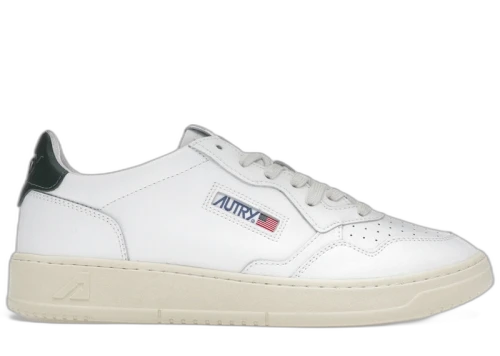 Autry Medalist Leather Low White Dark Green
