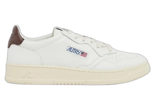 Autry Medalist Leather Low White Brown Tab