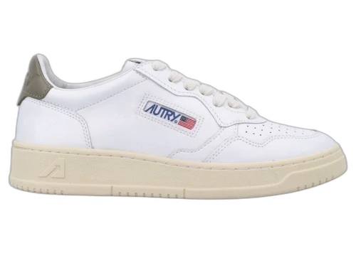 Autry Medalist Leather Low White Covert Green