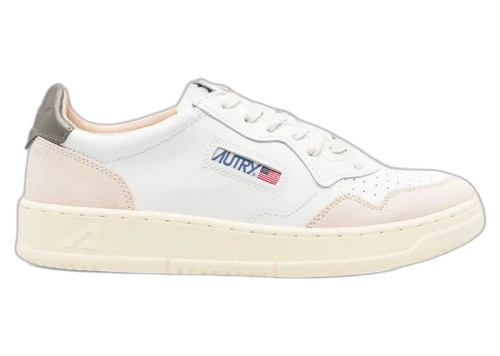 Autry Medalist Leather Low White Morel Suede