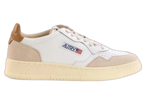 Autry Medalist Leather Low White Brown Sugar