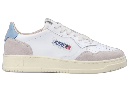 Autry Medalist Leather Low White Forget Me Not