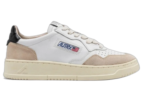Autry Medalist Leather Low White Black Beige