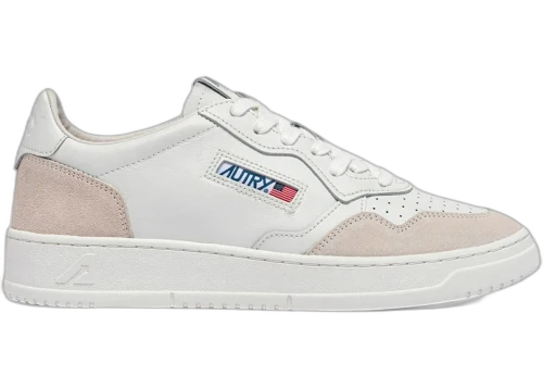 Autry Medalist Leather Low White Leather and Suede