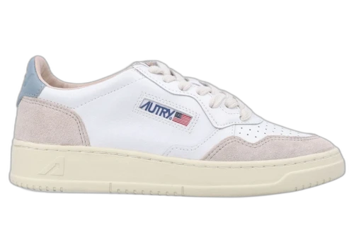 Autry Medalist Leather Low White Silver Blue