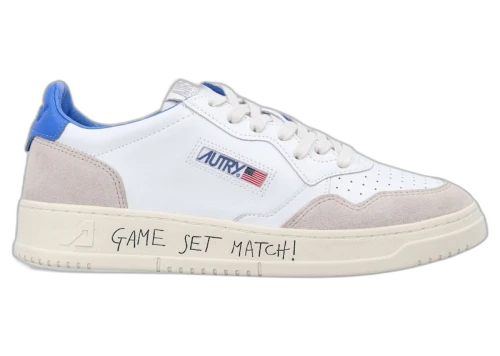 Autry Medalist Leather Low Game Set Match! White Palace Blue Grey