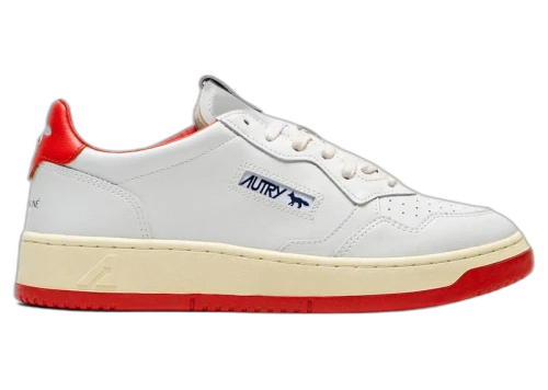 Autry Medalist Leather Low Maison Kitsuné White Red