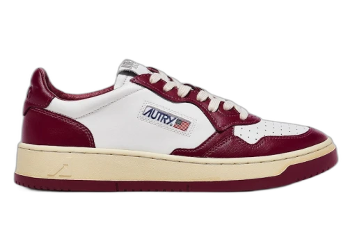 Autry Medalist Leather Low Burgundy White