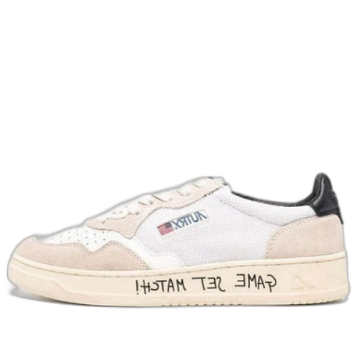 AUTRY Medalist Low Fabric and Suede 'White Black and Beige' (Women's)