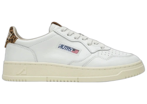 Autry Medalist Leather Low White Leopard (Women's)
