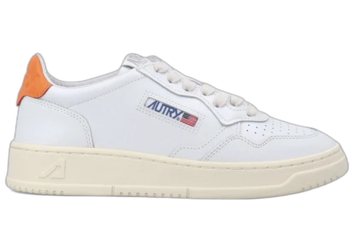 Autry Medalist Leather Low White Parsimmon Orange (Women's)