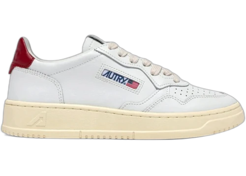 Autry Medalist Leather Low White Deep Claret Leather (Women's)