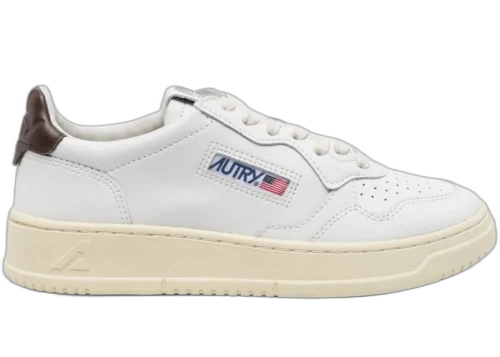 Autry Medalist Leather Low White Brown Tab (Women's)