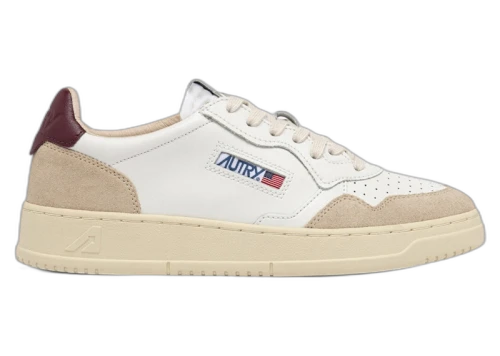 Autry Medalist Leather Low White Burgundy (Women's)